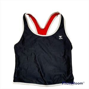 Vintage TYR Reversible Tankini Swim Top Black and Red Size Small